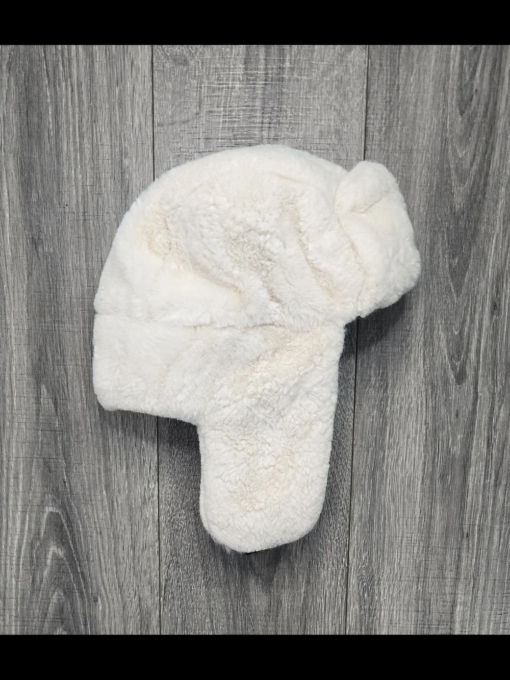 White Faux Fur Trapper Hat Ear Flap Aviator Winter Ski Cap Y2K One Size.